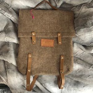 Wool Backpack with Leather Trim